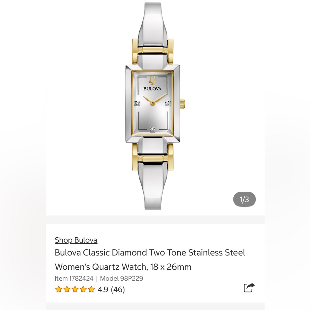 Bulova - Classic Diamond Two-Tone Stainless Steel Bangle Bracelet 28x33mm